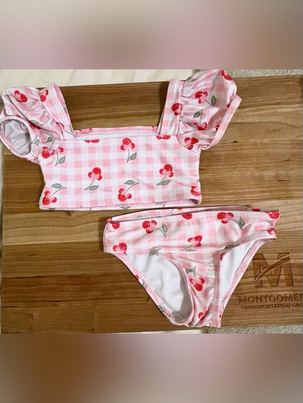 Disney Junior Minnie Mouse Pink Gingham 2 PC Swim Suit — 18 Months